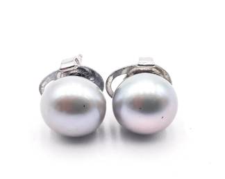 Silver Pearl Stud Earrings with 925 Sterling Silver Backs