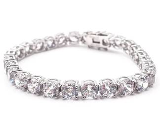 JCL Sterling Silver Tennis Bracelet with CZ Stones