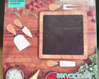 Slate and Wood Cheese Board Set