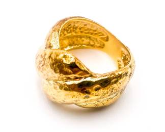 Textured Gold-Tone Crossover Ring