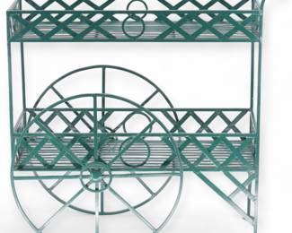 Wrought Iron Green Plant Stand/Tea Cart