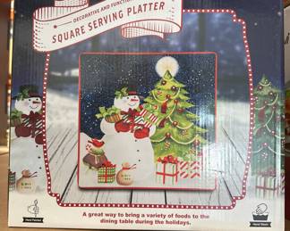 Benevolence Square Serving Platter with Holiday Design