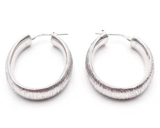 925 Sterling Silver Textured Hoop Earrings