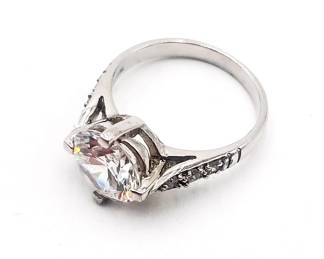 DQCZ 925 Sterling Silver Ring with Round-Cut Clear CZ Stone Size 6