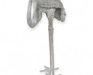 Large Cast Metal Crane Sculpture, 40″ H