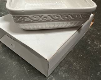 Square White Ceramic Baking Dish with Handles