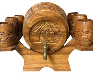 Wooden Rum Decanter and Cups