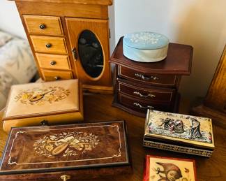 Large assortment of jewelry boxes