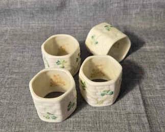 Belleek Shamrock Napkin Ring Set