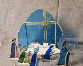 Stained Glass Nativity Creche