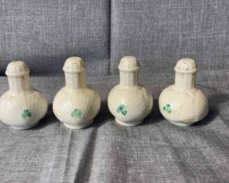 Belleek Shamrock Salt And Pepper Shakers