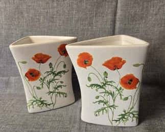 Rectangular Vase with Poppies and Flanders Field by J. McCrae