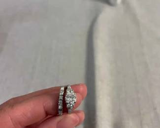 Silver Diamond Ring Set