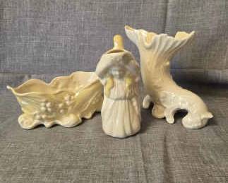 Belleek, 3 PC Set Serving Bowl, Creamer Pitcher, Vase