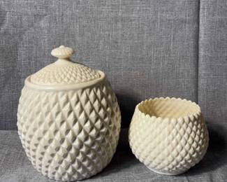 Belleek Ceramic Bowl And Container With Lid