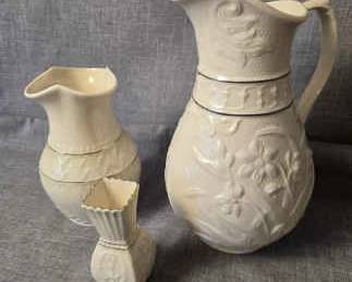 Belleek Lily Pitcher, Irish Porcelain Bud Vase