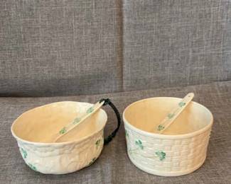 Ceramic Bowl With Spoon And Clover Design