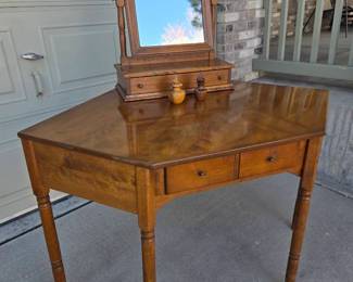 Vintage Corner Desk and Shaving Mirror by Ethan Allen