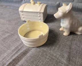 Belleek Figurines Dog Chest And Barrel