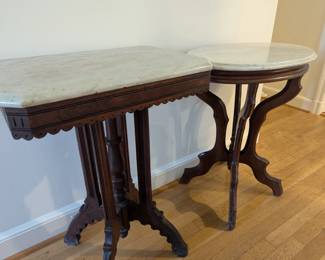 Antique Victorian marble top tables