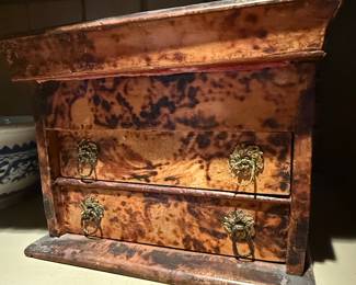 Circa 1780s English salesman sample chest in a diminutive scale