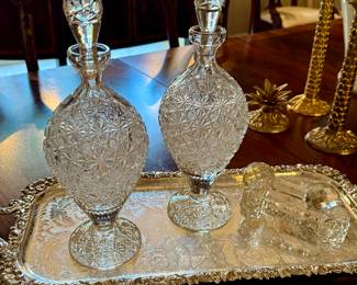 Circa 1880s cut glass decanters from France