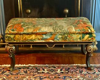 Fine Theodore Alexander tapestry bench circa 1980