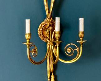 Antique brass 3 arm sconces
