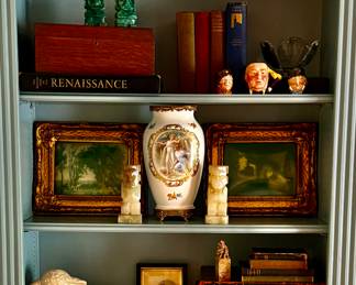 Bookcases full of fine decor