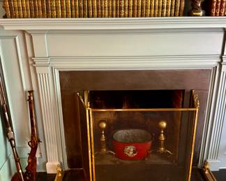 Antique brass fireplace decor