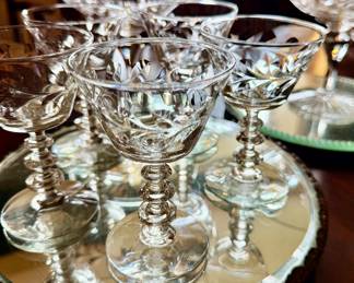 Cut glass sherry glasses