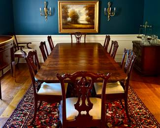 Custom 13’ flame mahogany dining table from England