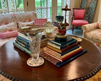 Braided edge mahogany center table