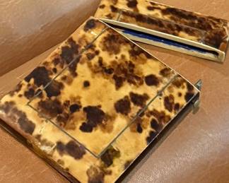 Antique English Blonde Tortoiseshell Hinged Card Holder Circa 1860