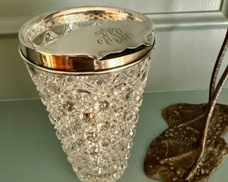 Antique sterling and cut glass martini pitcher