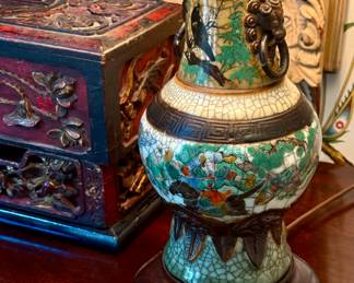 Nanking - China Porcelain Vase/Lamp - Late 19th Century