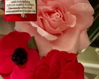 Very expensive flower brooches custome of silk by the famous NYC floral accent designers to the couture houses…Schmallberg!