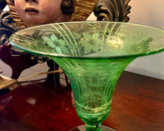 Fostoria uranium glass compote