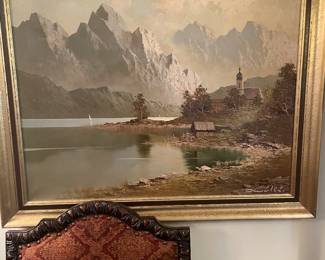 Wonderful old world landscape oil on canvas