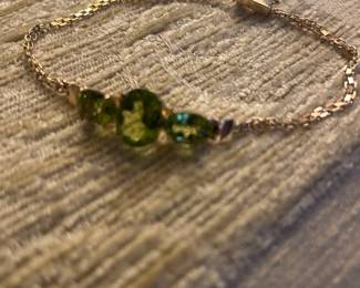 Wonderful peridot and 14 k gold bracelet
No jewelry kept on premises till day of the sale