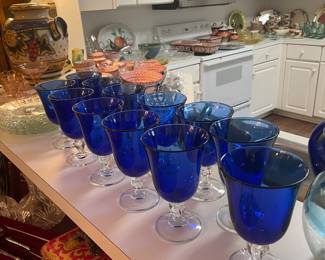 Set of cobalt goblets