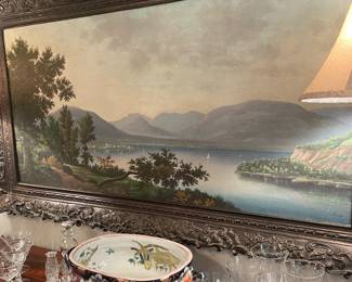 Large European mid 1800’s landscape oil on canvas