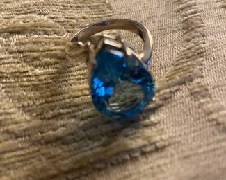Front view of 20 carat blue topaz