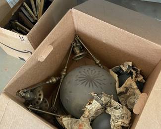 Turn of the century cut glass and brass ceiling fixture