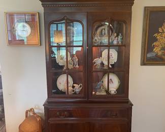 Flame mahogany bookcase cabinet