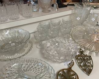 Crystal and Iris and Herringbone depression glass