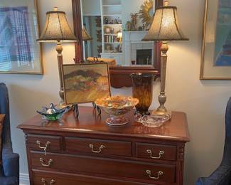 Drexel mahogany chest, wonderful Federal mirror