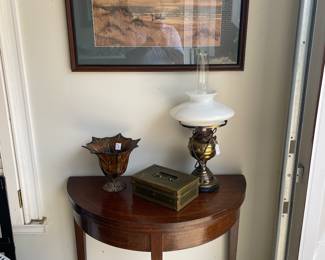 Demilune table with Kenneth Stone watercolor