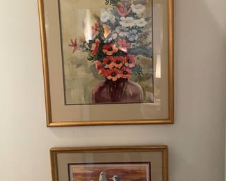 Top Richard Folmar still life watercolor
Bottom McShane sea gulls watercolor