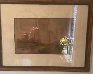 Late 1800’s charcoal landscape drawing
